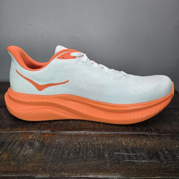 NEW Hoka One One Mach 6 Mens Size 10 D Running Shoes 1147790 FLV White Orange - Picture 8 of 12